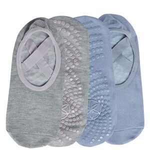 GAIAM Gray and Blue Grip Socks for Pilates-Yoga-Barre